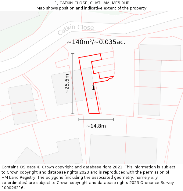 1, CATKIN CLOSE, CHATHAM, ME5 9HP: Plot and title map