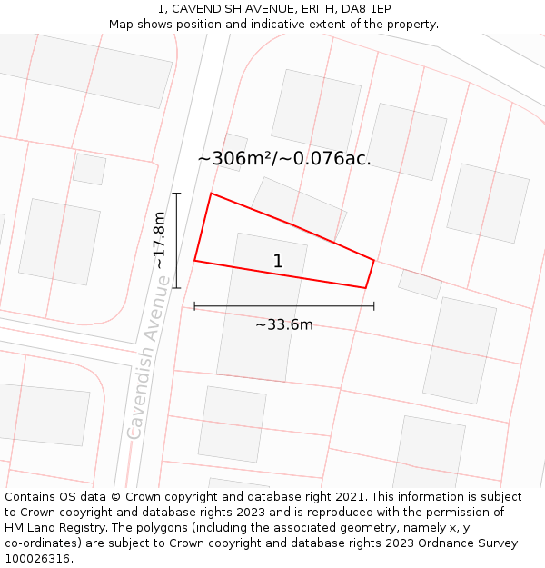 1, CAVENDISH AVENUE, ERITH, DA8 1EP: Plot and title map