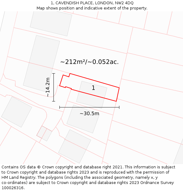 1, CAVENDISH PLACE, LONDON, NW2 4DQ: Plot and title map