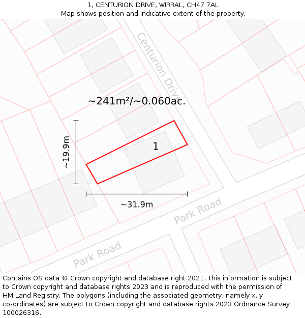 1, CENTURION DRIVE, WIRRAL, CH47 7AL: Plot and title map