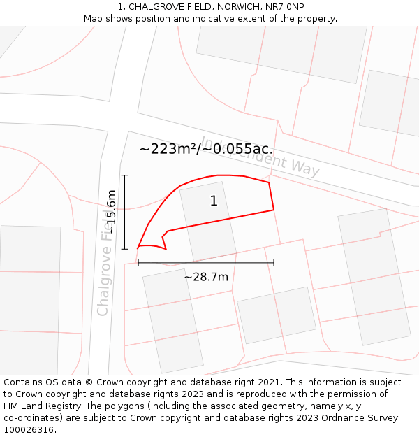 1, CHALGROVE FIELD, NORWICH, NR7 0NP: Plot and title map