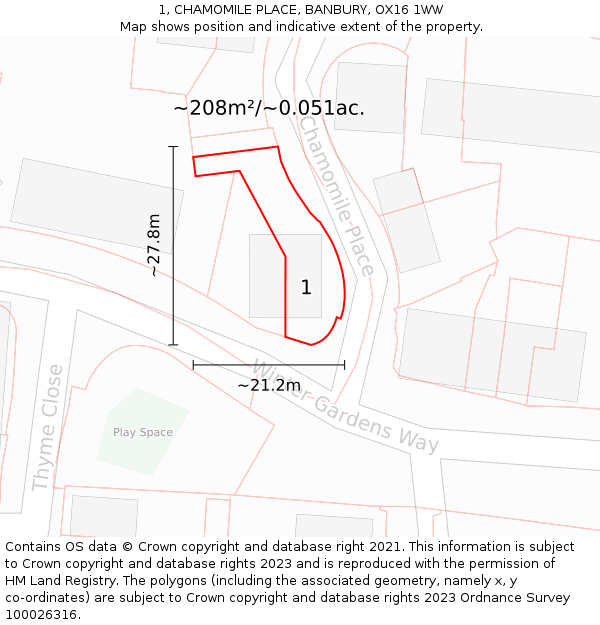 1, CHAMOMILE PLACE, BANBURY, OX16 1WW: Plot and title map