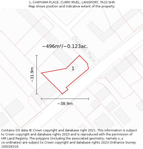 1, CHATHAM PLACE, CURRY RIVEL, LANGPORT, TA10 0HR: Plot and title map