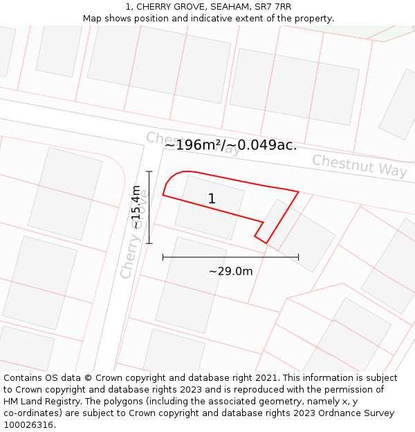 1, CHERRY GROVE, SEAHAM, SR7 7RR: Plot and title map