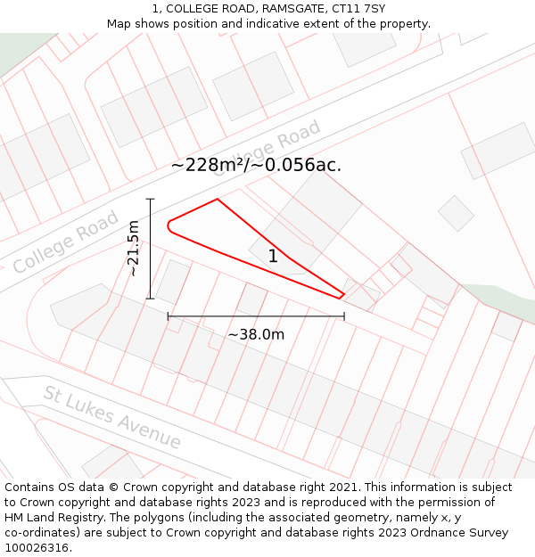 1, COLLEGE ROAD, RAMSGATE, CT11 7SY: Plot and title map