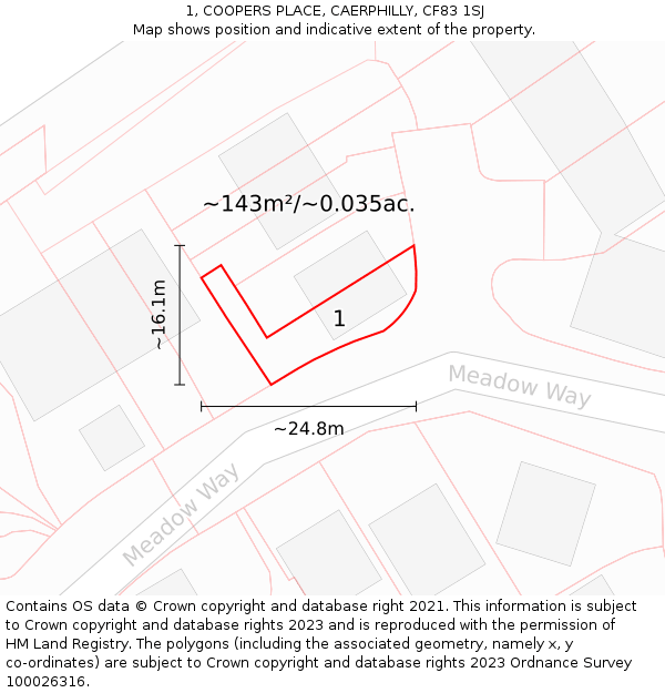 1, COOPERS PLACE, CAERPHILLY, CF83 1SJ: Plot and title map
