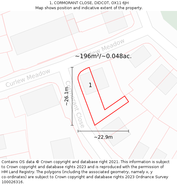 1, CORMORANT CLOSE, DIDCOT, OX11 6JH: Plot and title map