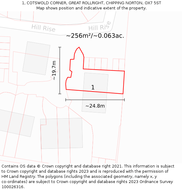 1, COTSWOLD CORNER, GREAT ROLLRIGHT, CHIPPING NORTON, OX7 5ST: Plot and title map