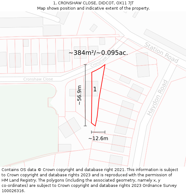 1, CRONSHAW CLOSE, DIDCOT, OX11 7JT: Plot and title map