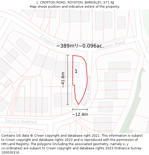 1, CROPTON ROAD, ROYSTON, BARNSLEY, S71 4JJ: Plot and title map