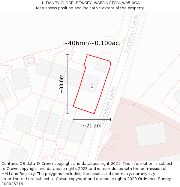 1, DANBY CLOSE, BEWSEY, WARRINGTON, WA5 0GA: Plot and title map