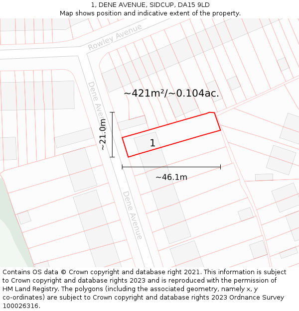 1, DENE AVENUE, SIDCUP, DA15 9LD: Plot and title map