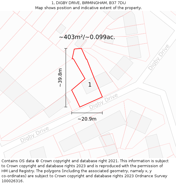1, DIGBY DRIVE, BIRMINGHAM, B37 7DU: Plot and title map