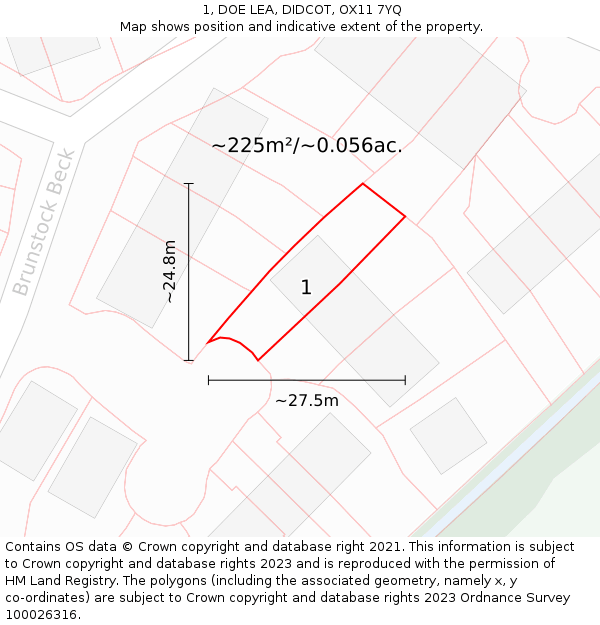 1, DOE LEA, DIDCOT, OX11 7YQ: Plot and title map