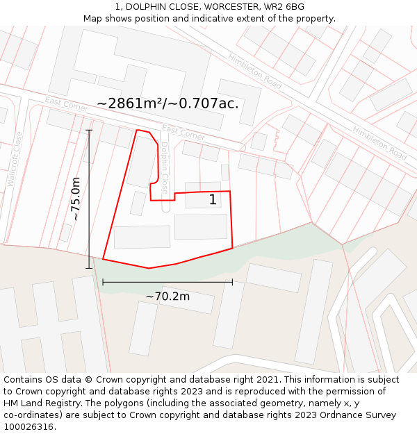 1, DOLPHIN CLOSE, WORCESTER, WR2 6BG: Plot and title map