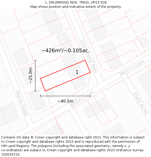 1, DRUMMOND RIDE, TRING, HP23 5DE: Plot and title map