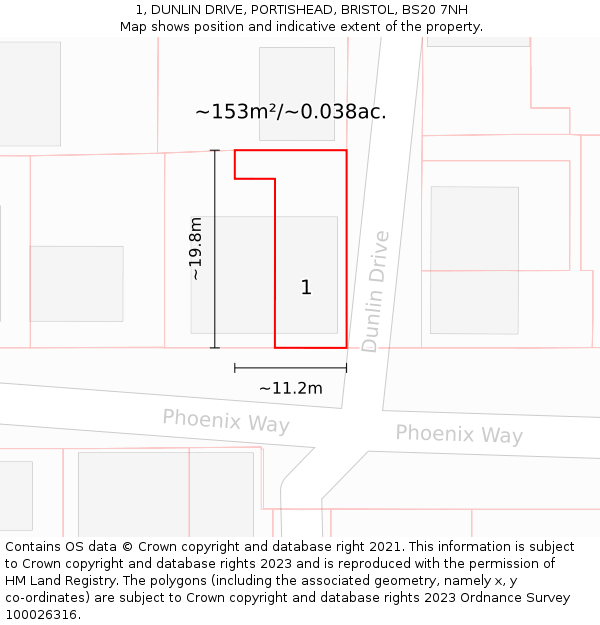 1, DUNLIN DRIVE, PORTISHEAD, BRISTOL, BS20 7NH: Plot and title map