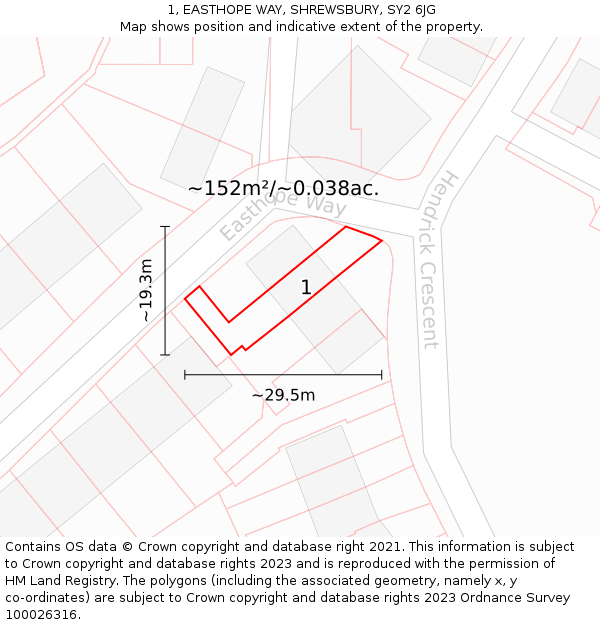 1, EASTHOPE WAY, SHREWSBURY, SY2 6JG: Plot and title map