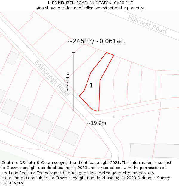 1, EDINBURGH ROAD, NUNEATON, CV10 9HE: Plot and title map