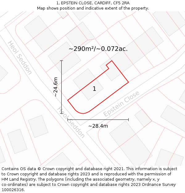 1, EPSTEIN CLOSE, CARDIFF, CF5 2RA: Plot and title map