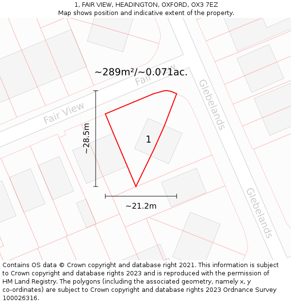1, FAIR VIEW, HEADINGTON, OXFORD, OX3 7EZ: Plot and title map