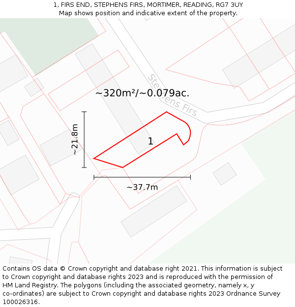 1, FIRS END, STEPHENS FIRS, MORTIMER, READING, RG7 3UY: Plot and title map