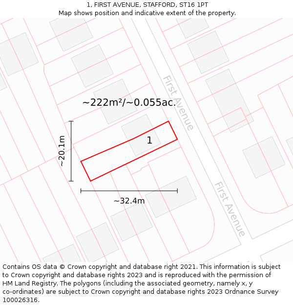 1, FIRST AVENUE, STAFFORD, ST16 1PT: Plot and title map