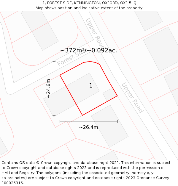 1, FOREST SIDE, KENNINGTON, OXFORD, OX1 5LQ: Plot and title map