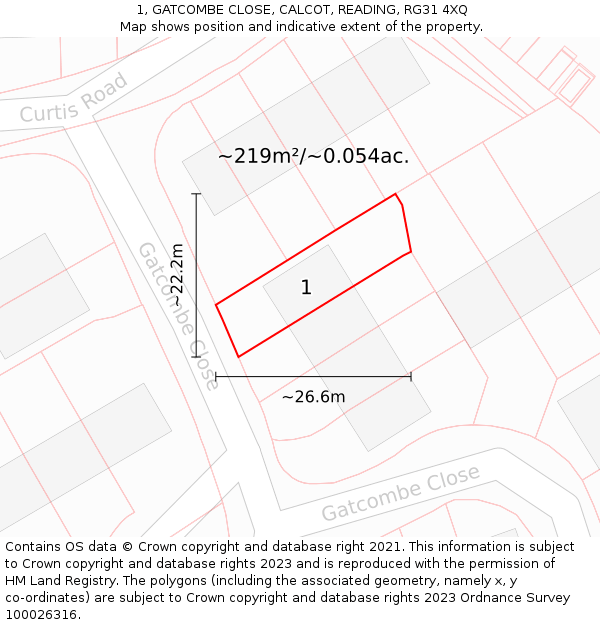 1, GATCOMBE CLOSE, CALCOT, READING, RG31 4XQ: Plot and title map