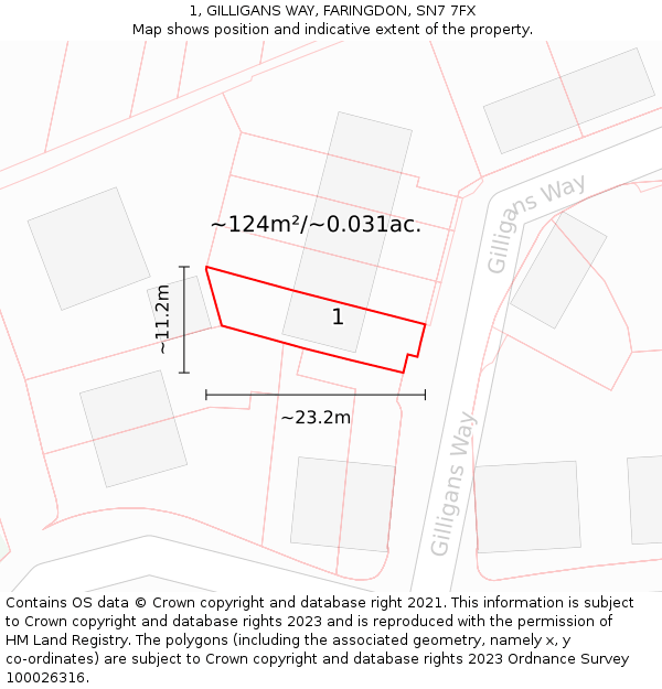 1, GILLIGANS WAY, FARINGDON, SN7 7FX: Plot and title map