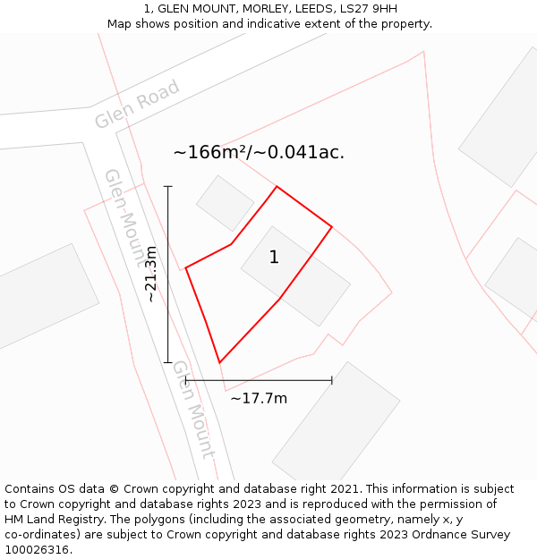 1, GLEN MOUNT, MORLEY, LEEDS, LS27 9HH: Plot and title map