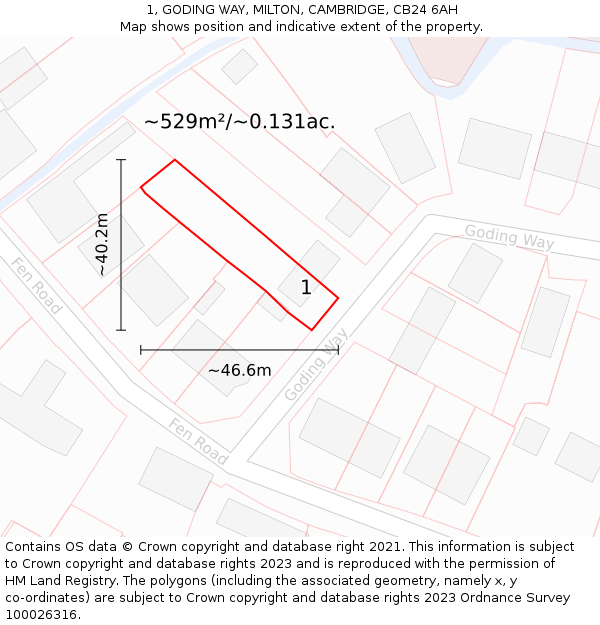 1, GODING WAY, MILTON, CAMBRIDGE, CB24 6AH: Plot and title map