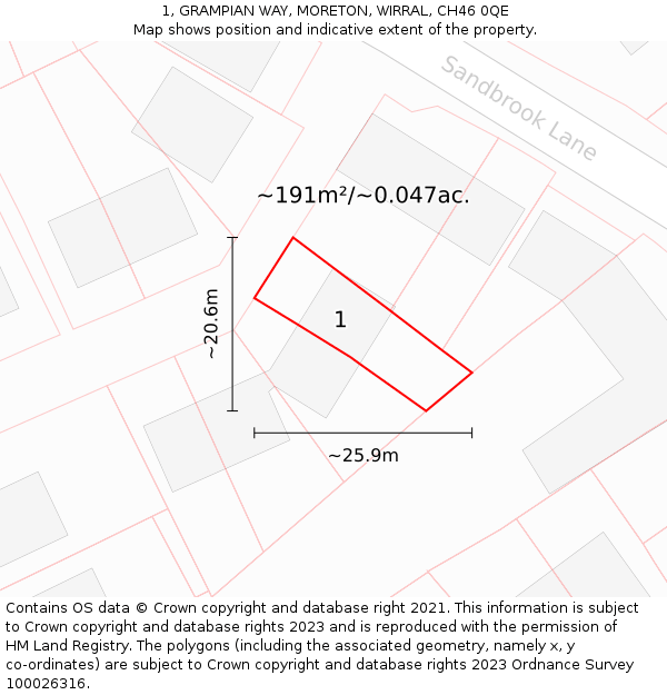 1, GRAMPIAN WAY, MORETON, WIRRAL, CH46 0QE: Plot and title map