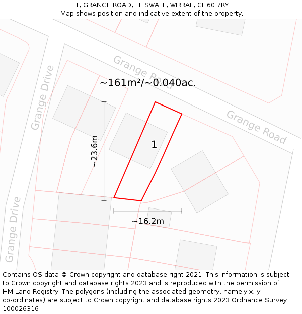 1, GRANGE ROAD, HESWALL, WIRRAL, CH60 7RY: Plot and title map