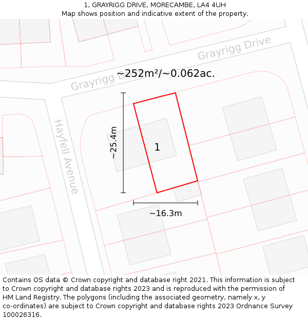 1, GRAYRIGG DRIVE, MORECAMBE, LA4 4UH: Plot and title map