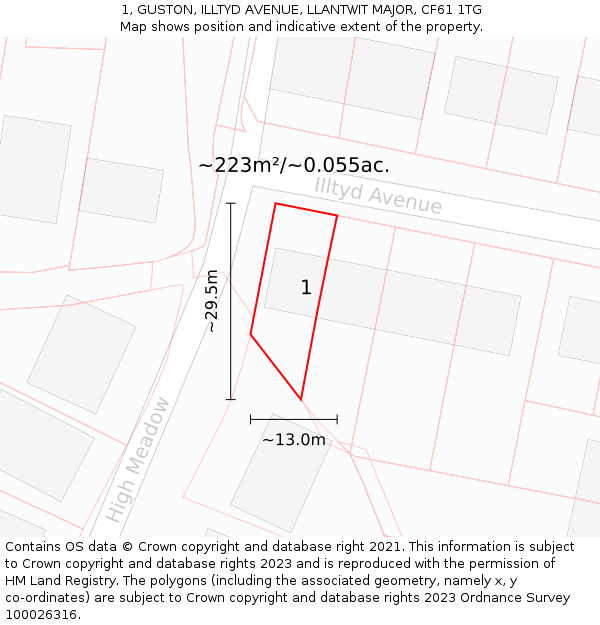 1, GUSTON, ILLTYD AVENUE, LLANTWIT MAJOR, CF61 1TG: Plot and title map