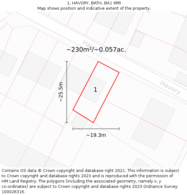 1, HAVORY, BATH, BA1 6RR: Plot and title map