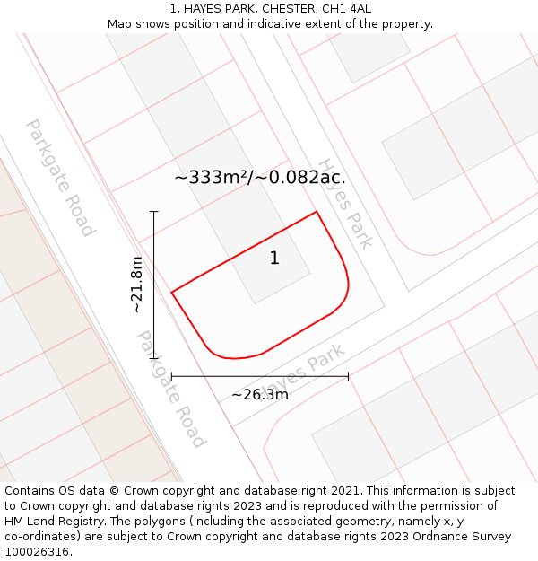 1, HAYES PARK, CHESTER, CH1 4AL: Plot and title map