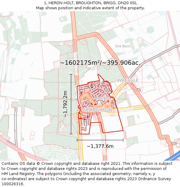 1, HERON HOLT, BROUGHTON, BRIGG, DN20 0SL: Plot and title map