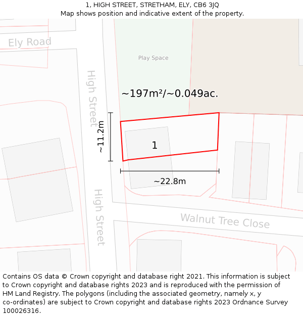 1, HIGH STREET, STRETHAM, ELY, CB6 3JQ: Plot and title map