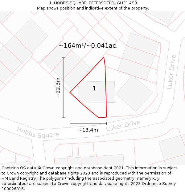 1, HOBBS SQUARE, PETERSFIELD, GU31 4SR: Plot and title map
