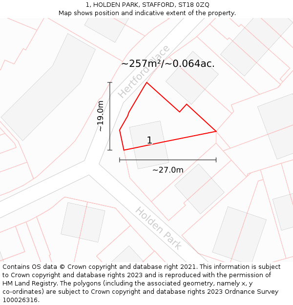 1, HOLDEN PARK, STAFFORD, ST18 0ZQ: Plot and title map
