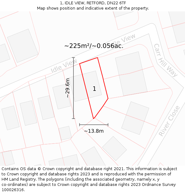 1, IDLE VIEW, RETFORD, DN22 6TF: Plot and title map