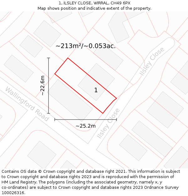 1, ILSLEY CLOSE, WIRRAL, CH49 6PX: Plot and title map