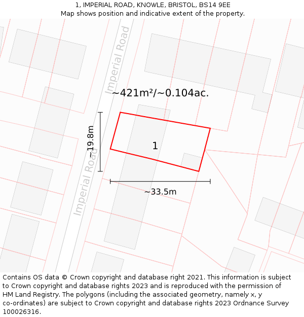 1, IMPERIAL ROAD, KNOWLE, BRISTOL, BS14 9EE: Plot and title map