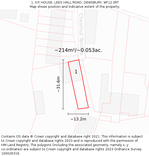 1, IVY HOUSE, LEES HALL ROAD, DEWSBURY, WF12 0RT: Plot and title map