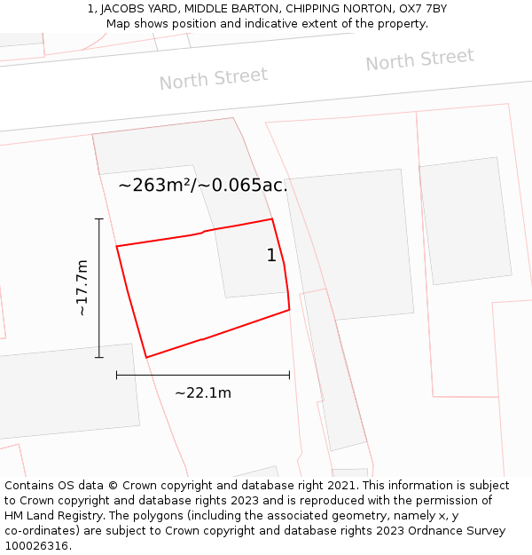1, JACOBS YARD, MIDDLE BARTON, CHIPPING NORTON, OX7 7BY: Plot and title map