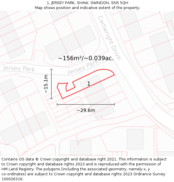 1, JERSEY PARK, SHAW, SWINDON, SN5 5QH: Plot and title map
