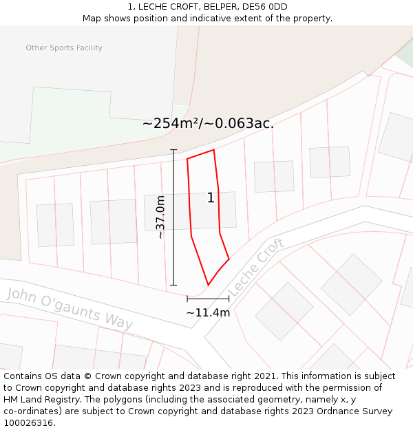 1, LECHE CROFT, BELPER, DE56 0DD: Plot and title map