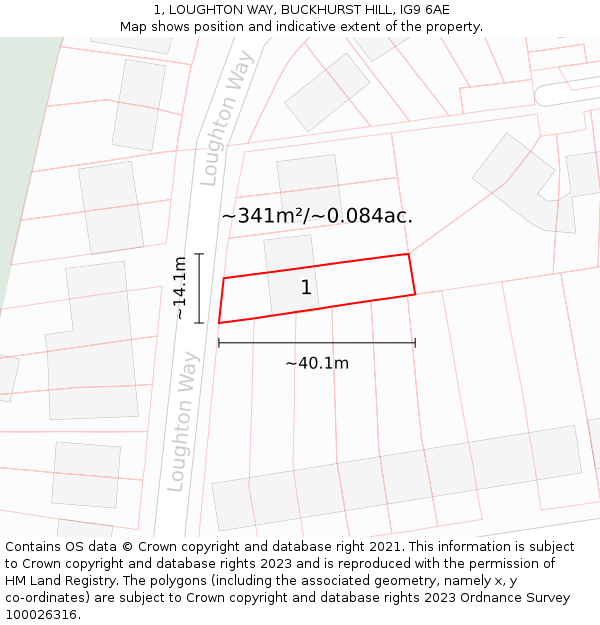 1, LOUGHTON WAY, BUCKHURST HILL, IG9 6AE: Plot and title map
